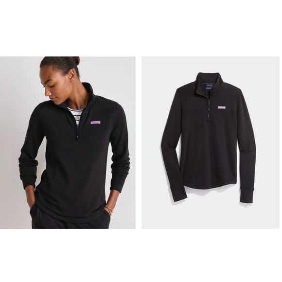 Vineyard Vines S Black DreamCloth Shep Shirt 1/4 Zip Relaxed Pullover Top - Picture 2 of 10